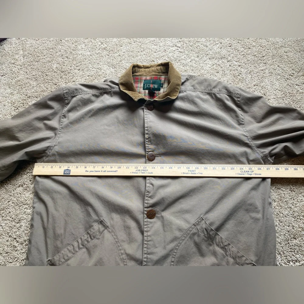 VTG J Crew Oarsman Jacket Mens XLT Beige Cotton Lined Button Up Barn Chore Coat